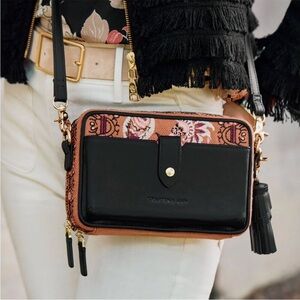 Spartina 449 Multicolour Leather and Linen Phone Crossbody Purse/Wallet